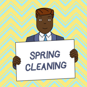 sign with spring cleaning written